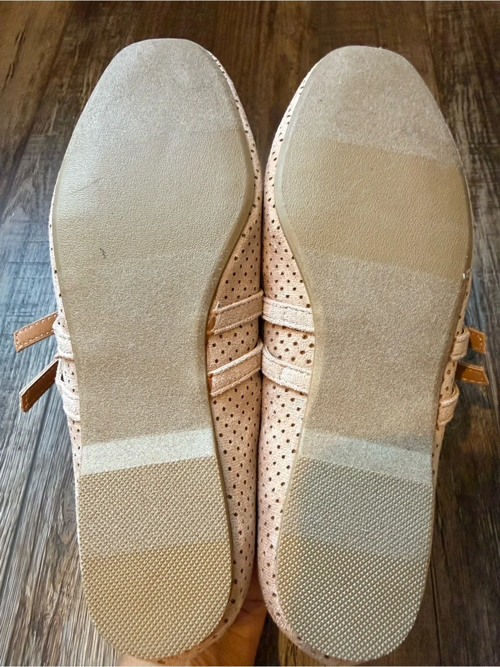 Dolce Vita Perforated Suede Mary Jane Flats in Blush